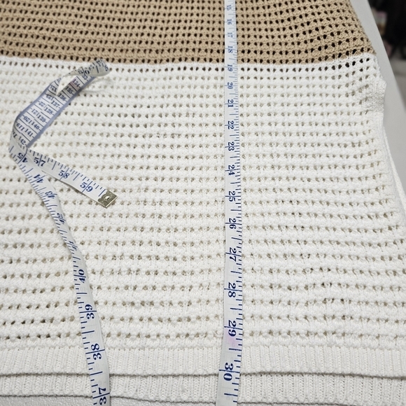 Rachel Roy Crochet Maxi Skirt Striped Tan White Boho Beach Vacation Size XS - Picture 4 of 8